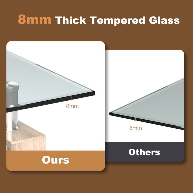 Rectangle Glass Table with Metal Legs for Living Room - 39" x 23.5" x 17.5"