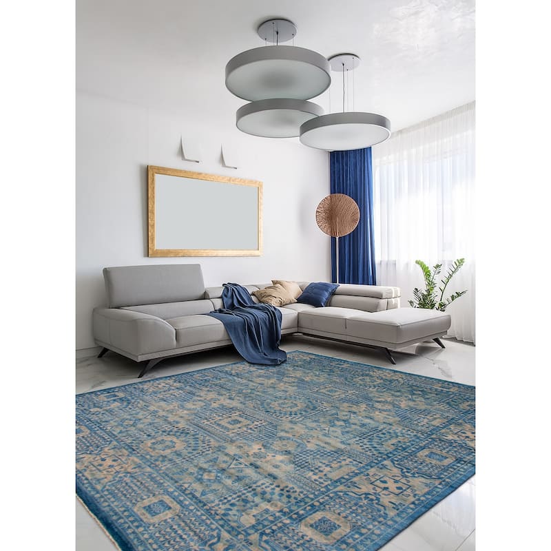 ECARPETGALLERY Hand-knotted Mamluk Blue Wool Rug - 12' x 14' 10"