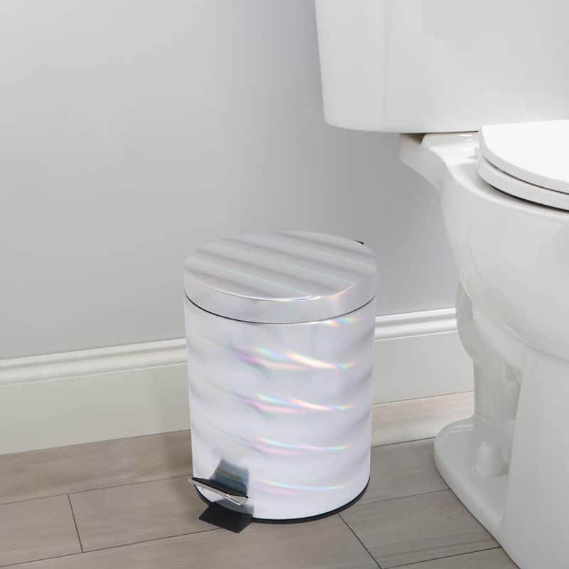 Bath Bliss 2 Pack Holographic Round Step Pedal Trash Can - 8"Rd x 10.4"H