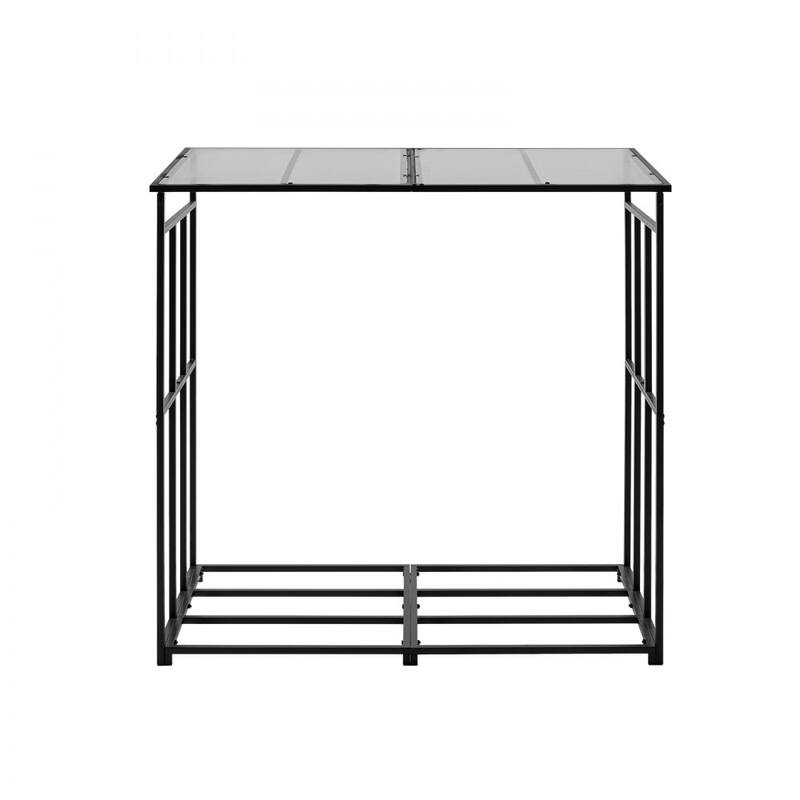 4 Feet Galvanized Steel Firewood Rack with Clear Panel and Adjustable Feet Weatherproof Outdoor Use - 56.30 × 2.76 × 56.30 in