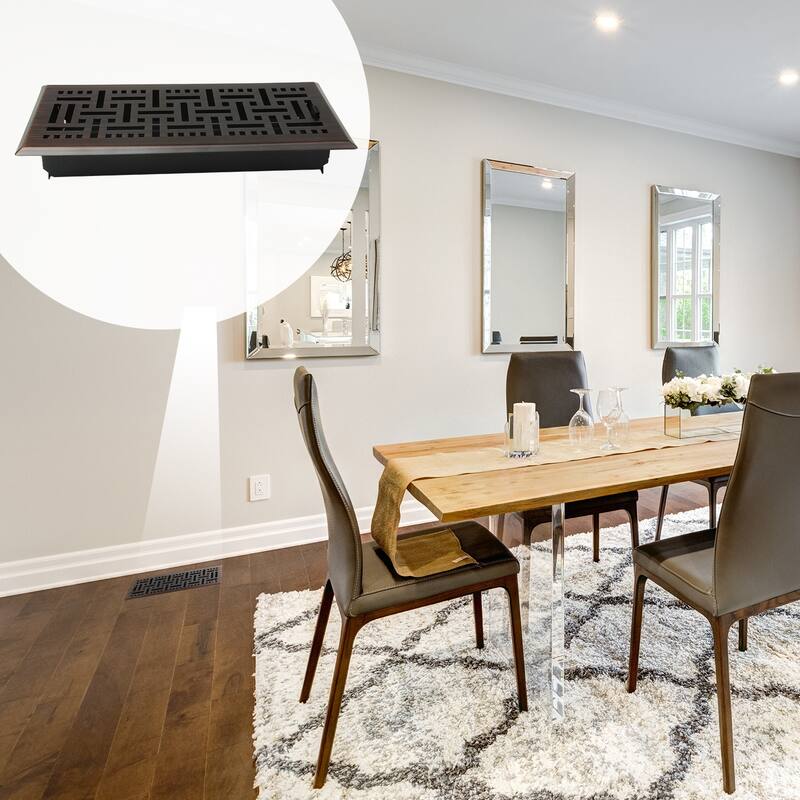 Akicon Check Design 4"x10" Floor Register with Trap Net