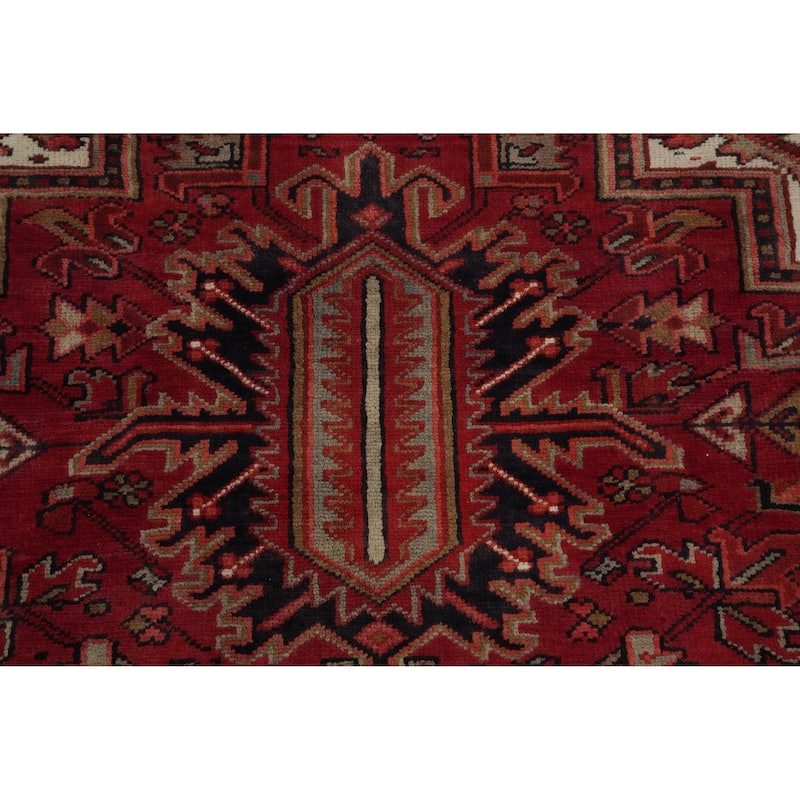 Hand Knotted Oriental 100% Wool Carpet Traditional Medallion Red Heriz Area Rug - 12' 6'' X 9' 6''