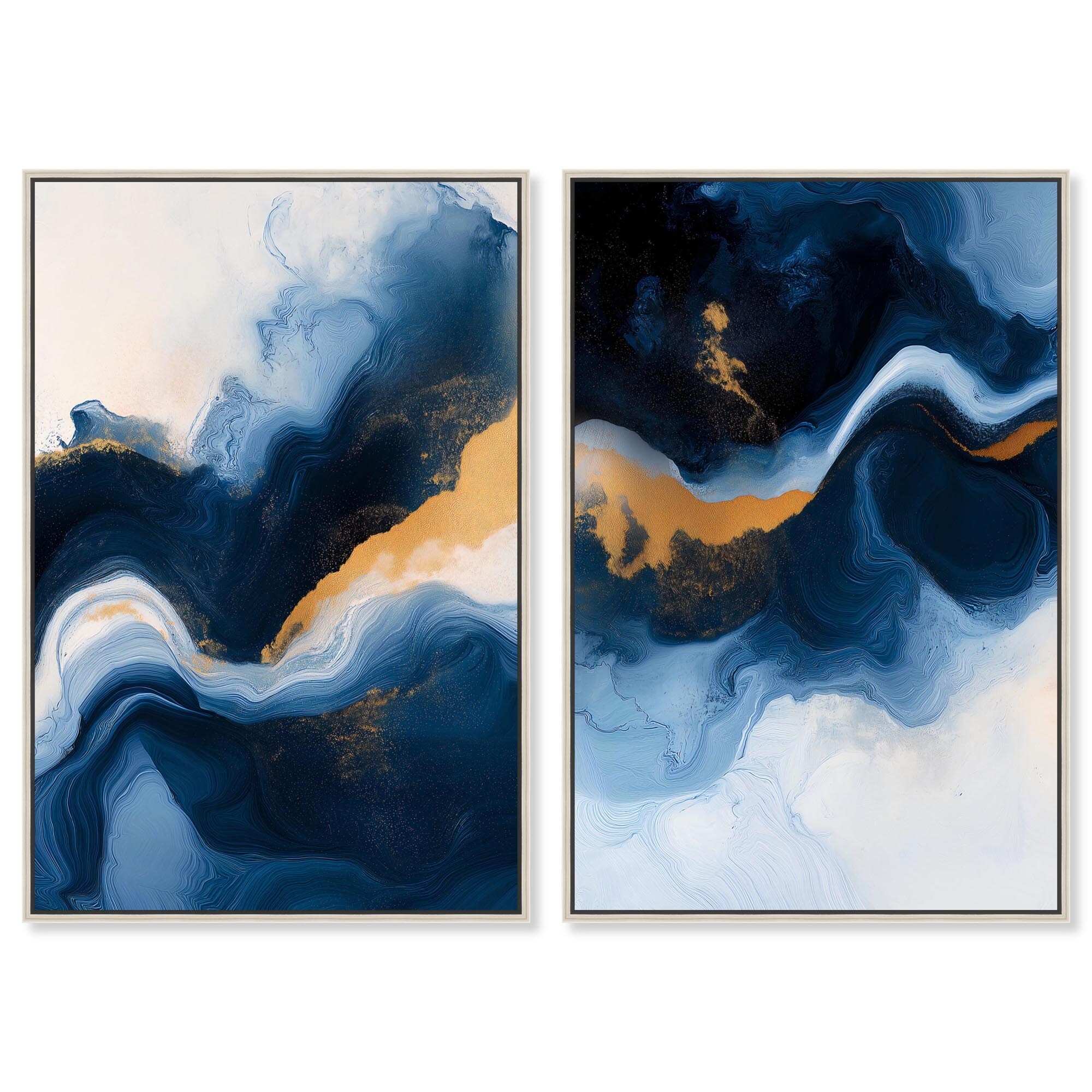 Glam Blue and Gold Gallery Set Canvas by Art Remedy