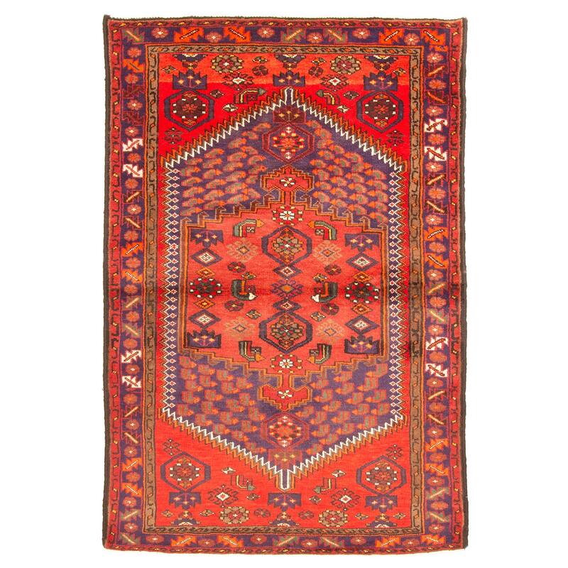 ECARPETGALLERY Hand-knotted Andelz Red Wool Rug - 4'2 x 6'3