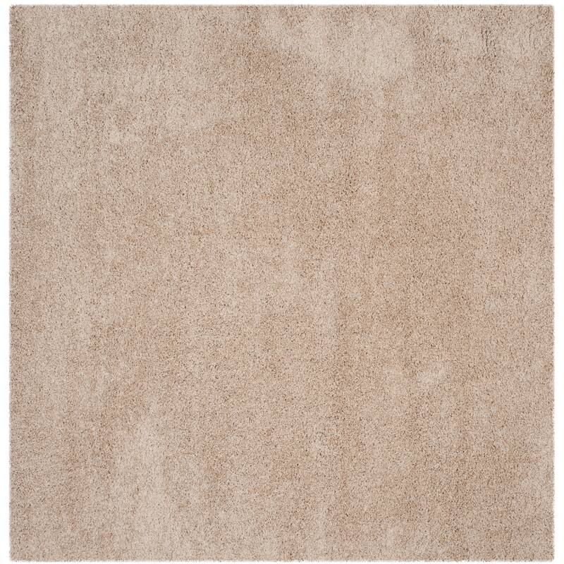 SAFAVIEH Laguna Shag Verdiana Solid Color 2-inch Thick Rug. - 6'7" Square - Sand - Square