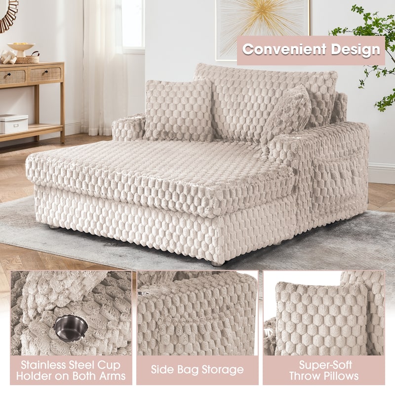 Modern Soft Indoor Chaise Lounge Couch Sofa Bed with Pillows