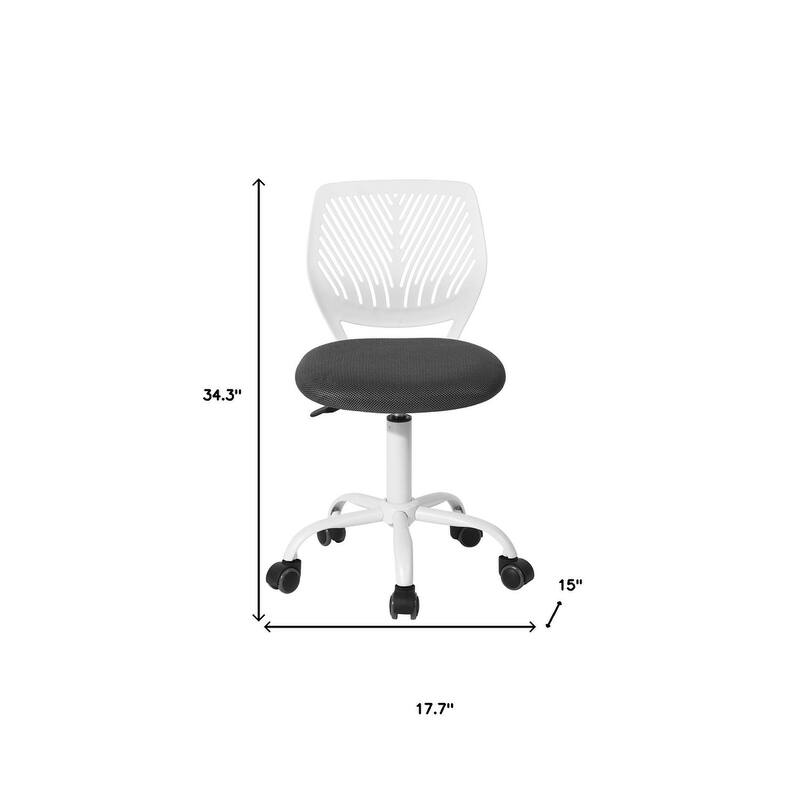 Gray and White Adjustable Height Swivel Rolling Office Chair