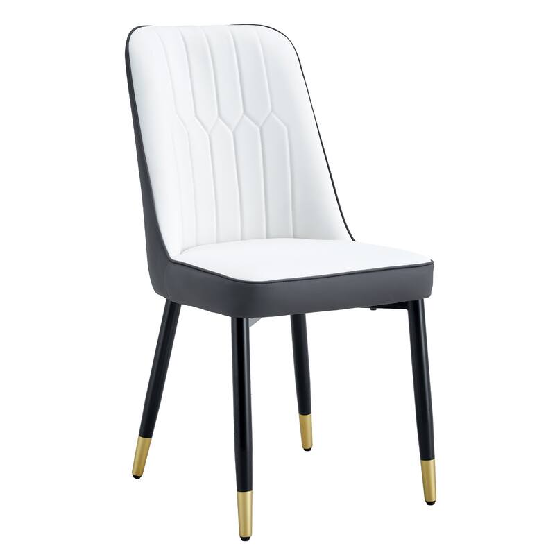 Modern 4 Piece PU Leather Dining Chairs with Thick Cushions, Metal Legs for Dining Room Kitchen Bedroom Living Room
