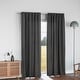 preview thumbnail 38 of 37, Cotton Blend Light Filtering Textured Back Tab/Rod Pocket Curtain Pair (Set of 2) 52"Wx108"L - Dark Grey