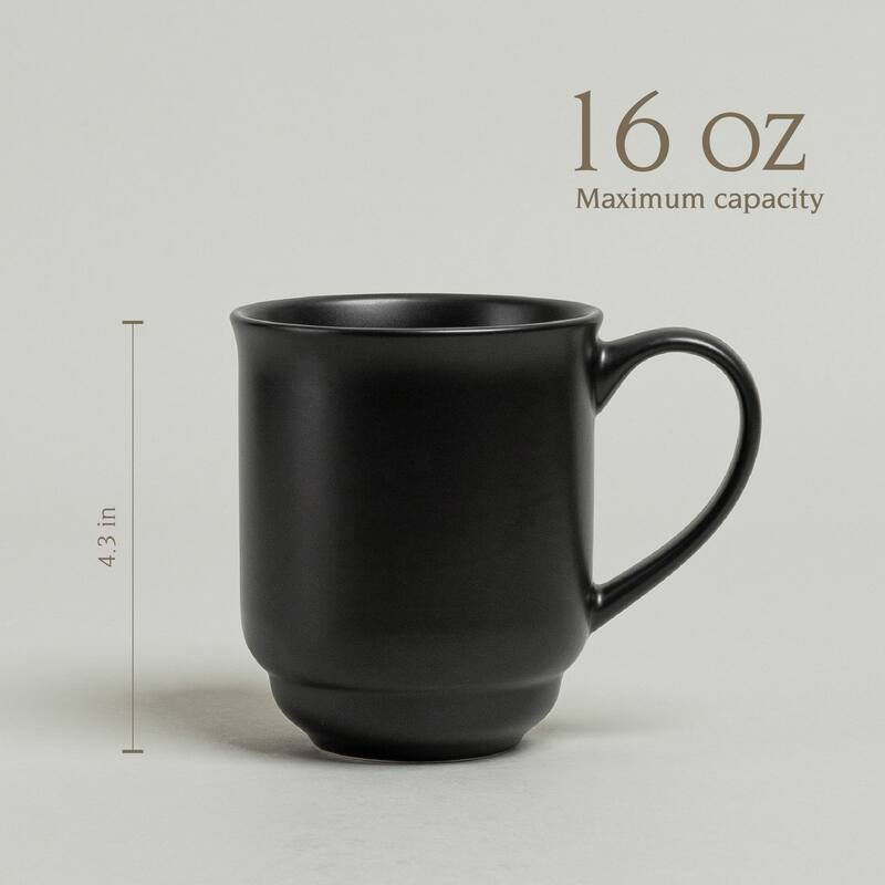 over&back Rimmed 16oz Semi-Matte Stoneware Mugs, Set of 4