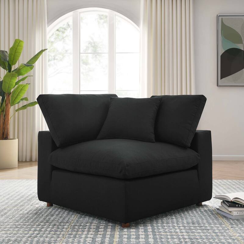 Commix Down Filled Overstuffed Corner Chair - Black