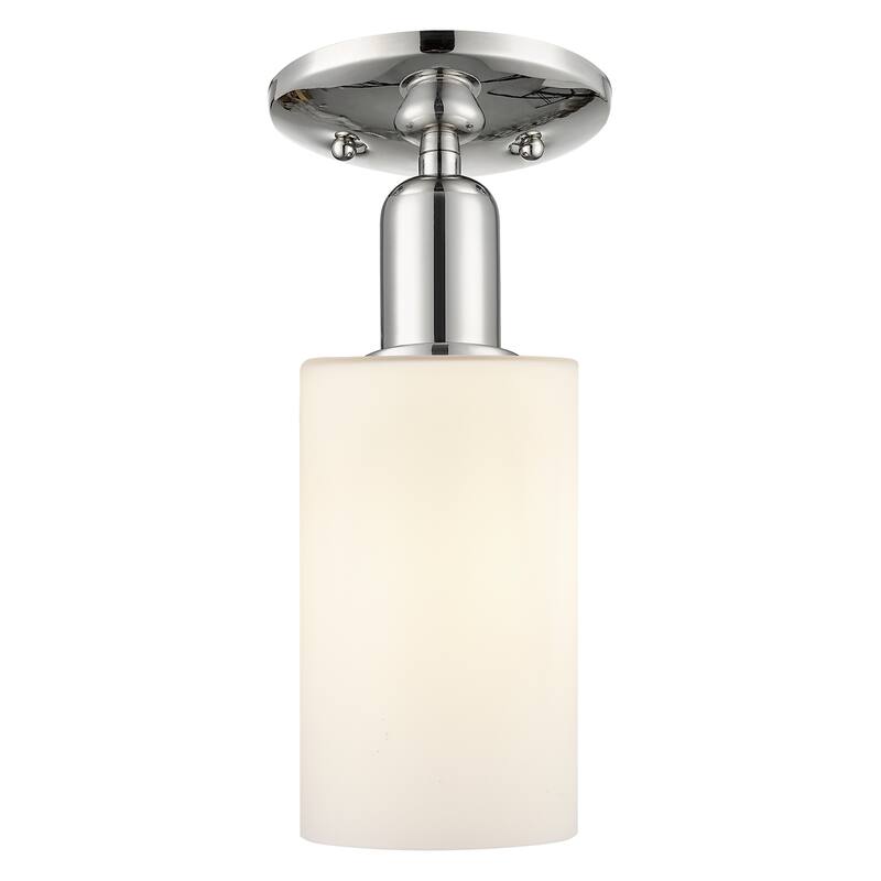 Innovations Lighting Endless Possibilities Arcadia - Clymer - 1 Light 4" Semi-Flush Mount - Polished Nickel/Matte White