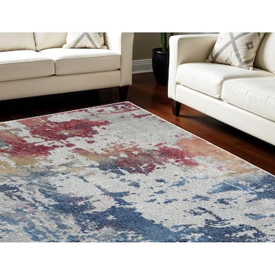 Cahow Power Loomed Distressed Abstract Modern Non Skid Area Rug By HomeRoots - 118' X '94' X '0.5