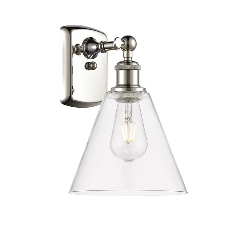 Innovations Lighting 516-1W-11-8 Berkshire Sconce Berkshire 11" Tall - Polished Nickel / Clear