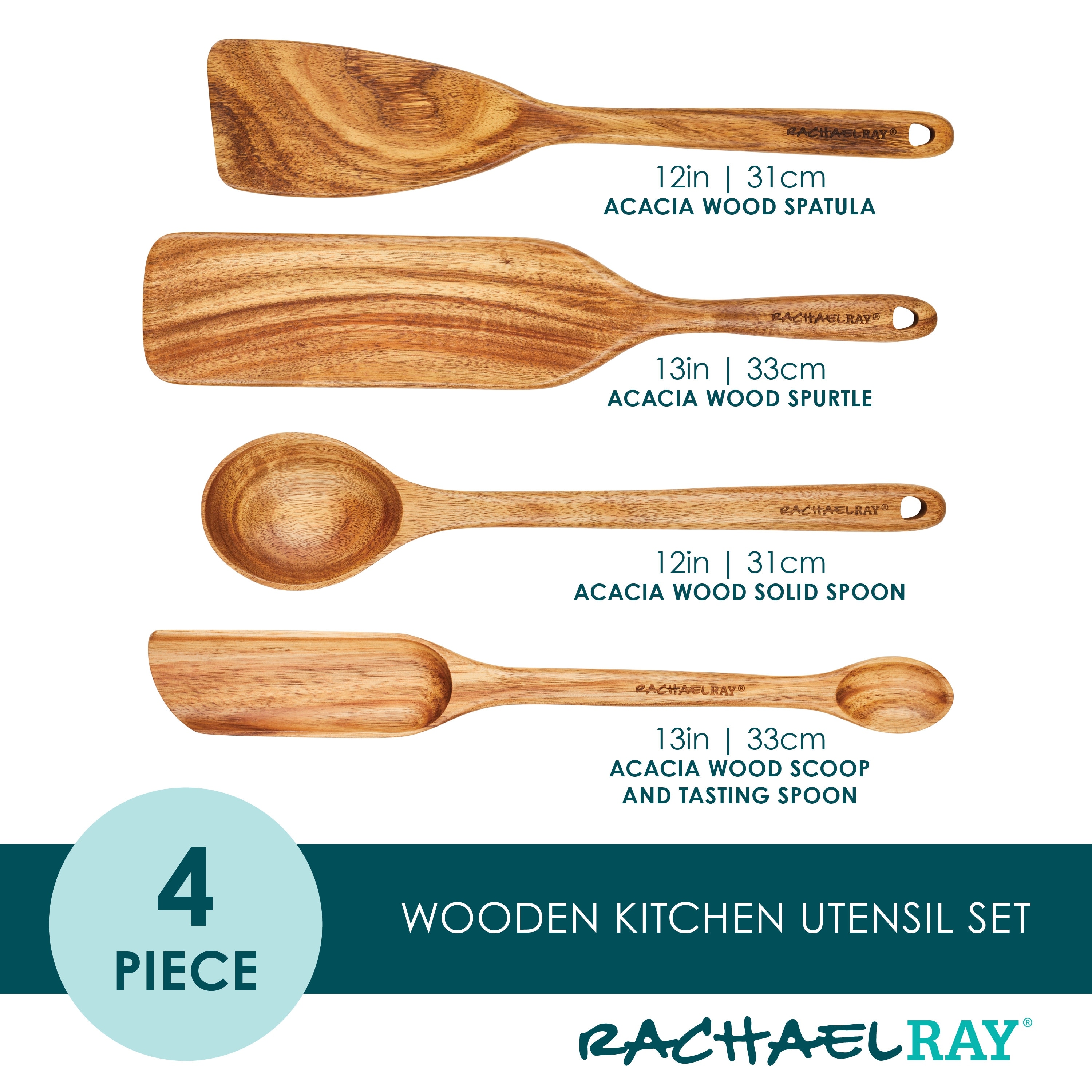3 Piece Wooden Kitchen Utensils Set