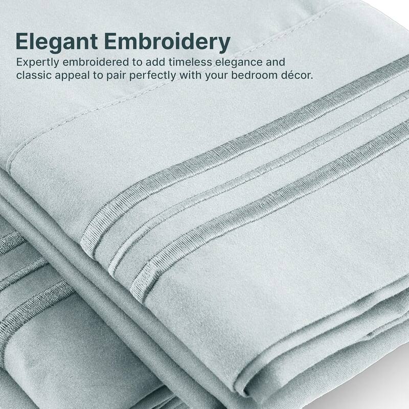 CGK Linens 4 Piece Solid Microfiber Deep Pocket Soft Bed Sheet Set