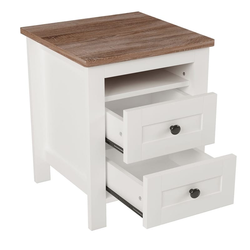 2/3/4-Piece Bedroom Set, Twin/Full/Queen, Wooden Bed, 2 Nightstands, Dresser, Sliding Door Headboard, White/White+Brown