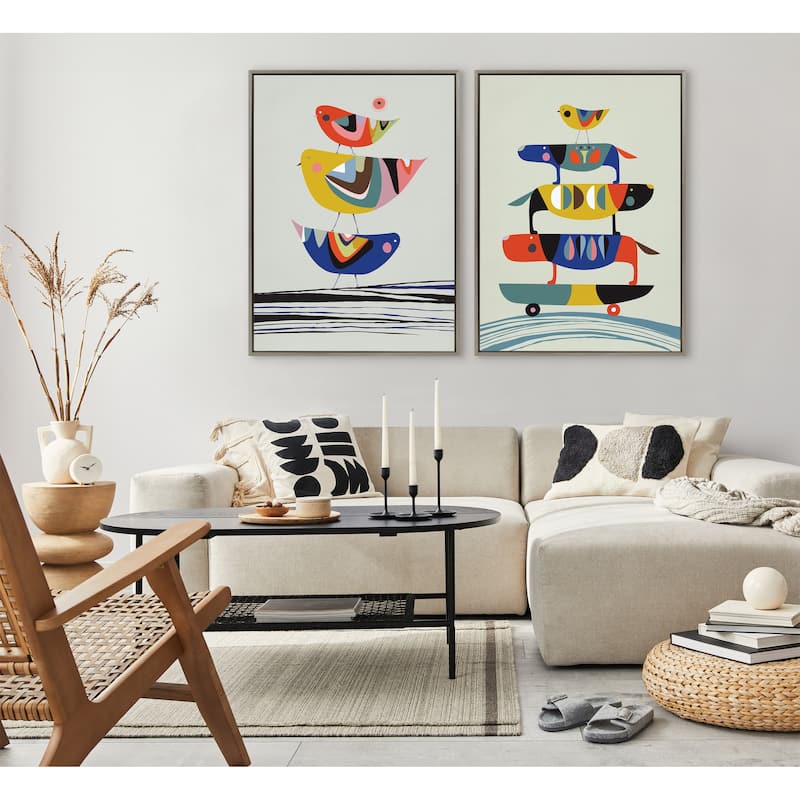Kate and Laurel Sylvie Skate Dog Framed Canvas by Rachel Lee