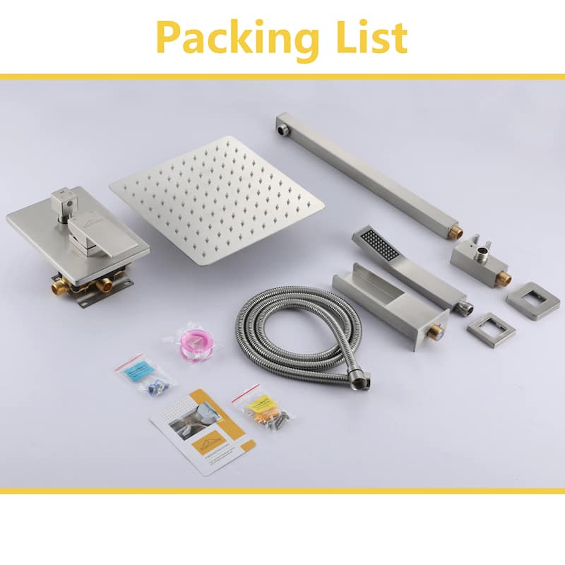 3-Function 10/12-In Wall Mounted Shower System with Handheld Shower