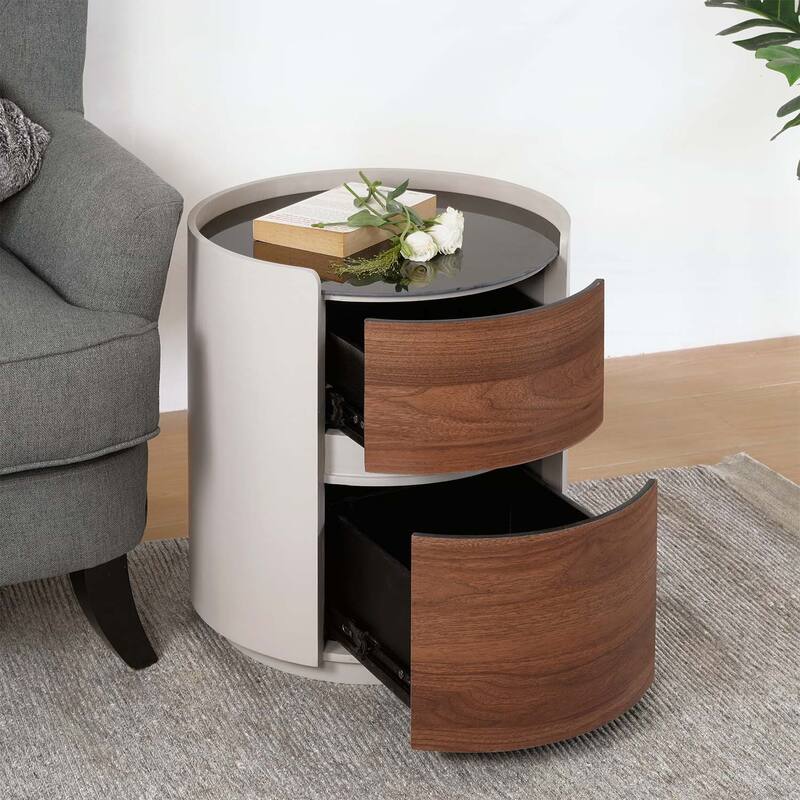 Retro Double Storage Round Side Table for Versatile Home Decor