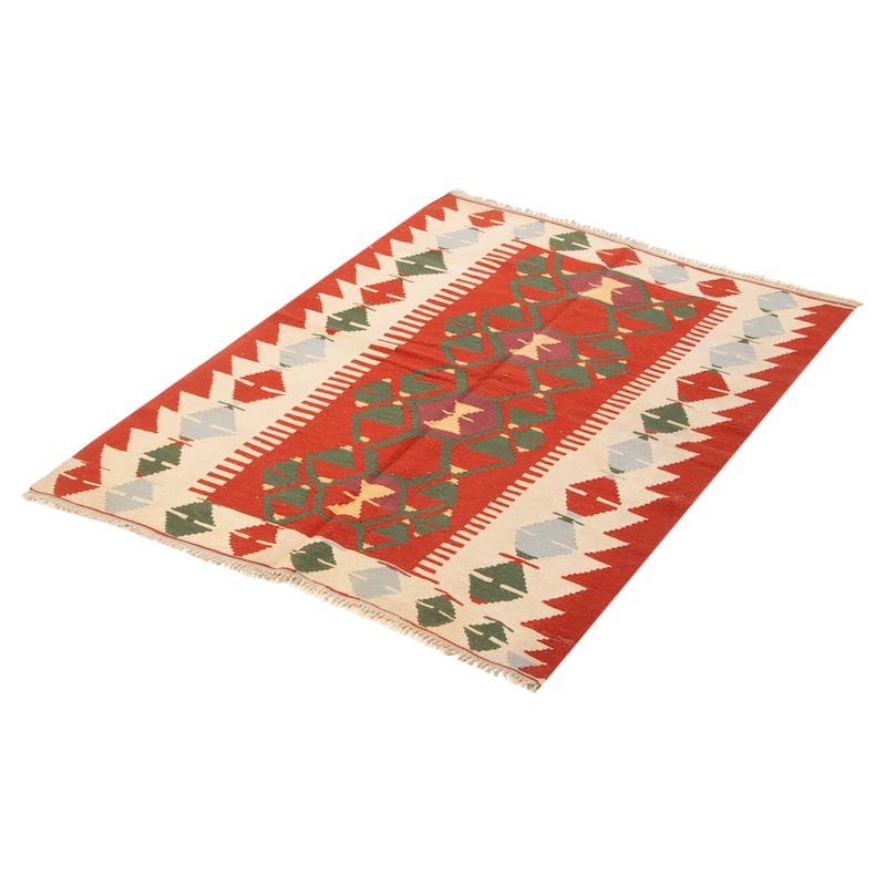 ECARPETGALLERY Flat-Weave Sivas Copper Wool Kilim - 4'4 x 6'4