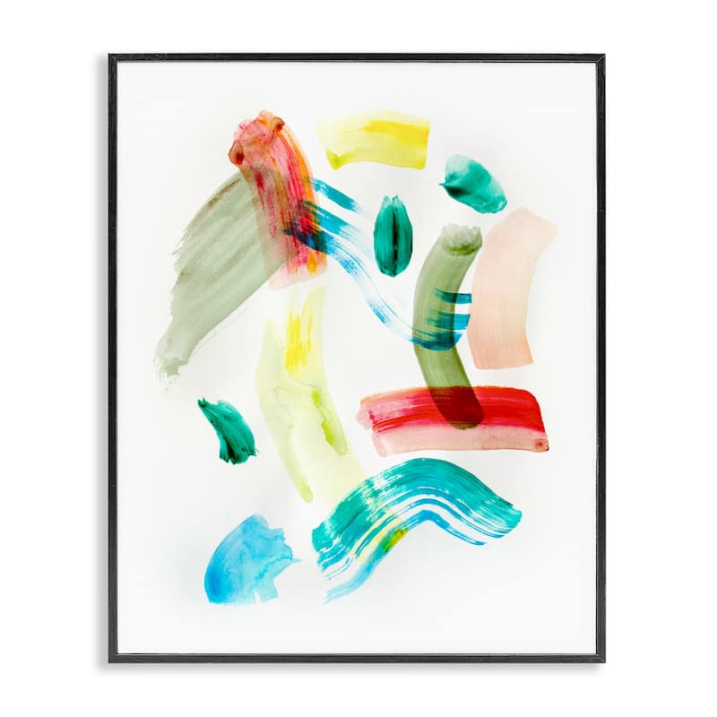 Stupell Modern Curved Brush Strokes Framed Giclee Art Design By Gemma Bardot - 24 x 30 - Black
