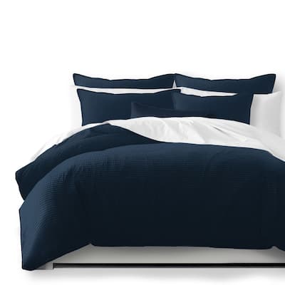 Classic Waffle Navy Coverlet and Pillow Sham(s) Set