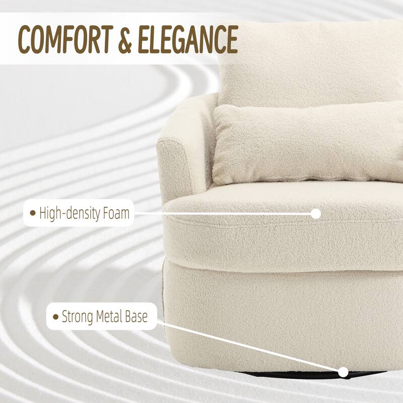 Swivel Barrel Chair, Comfy Round Accent Sofa Chair for Living Room, 360 Degree Swivel Barrel Club Chair, Leisure Arm Chair