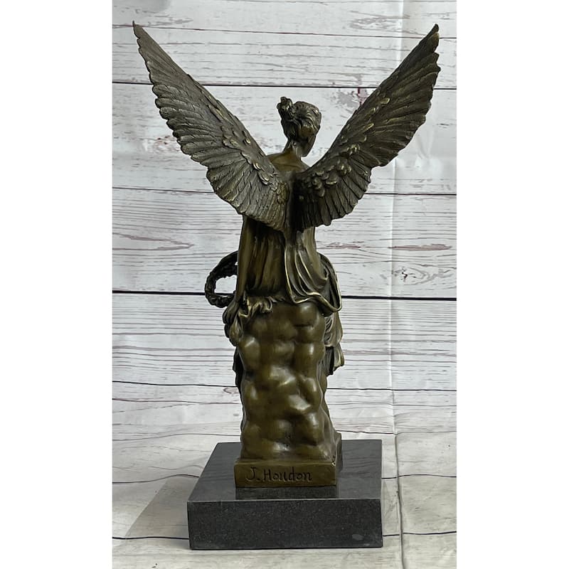 Signed Moreau Angel Sits On Celestial Throne Bronze Marble Sculpture Decor