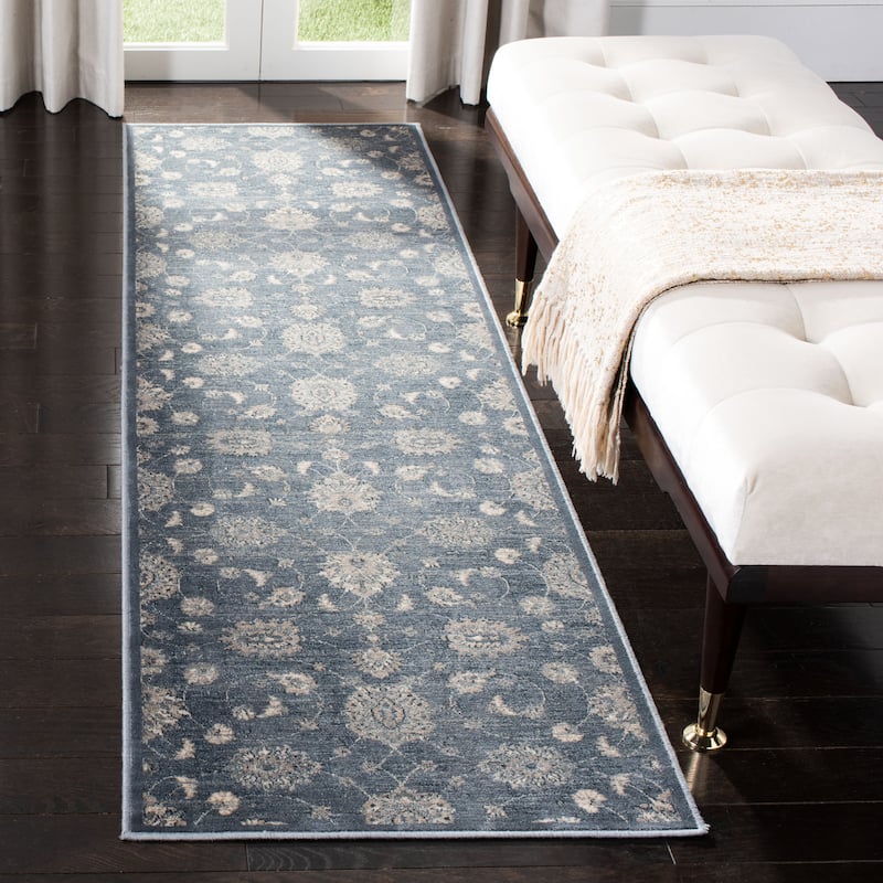 SAFAVIEH Vintage Norma Oriental Viscose Rug - 2'2" x 8' Runner - Blue/Beige