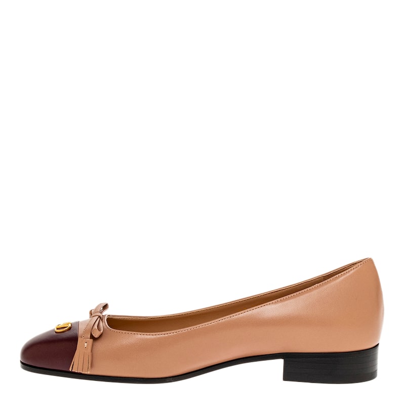 Valentino Valet Du Roi Ballet Flats - Rose Cannelle and Burgundy