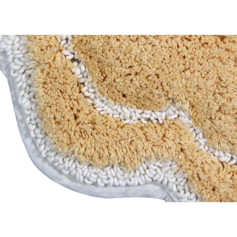 Allure Collection 100% Cotton Non-Slip Bathroom Rug Set, 3 Piece Machine Washable- Bathroom Rug, Bath Rug, U Shaped Contour