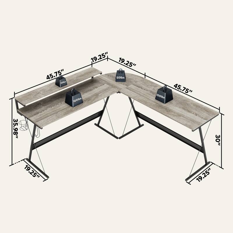 55 Inch Gaming Desk LED L Shaped Computer Corner Desk