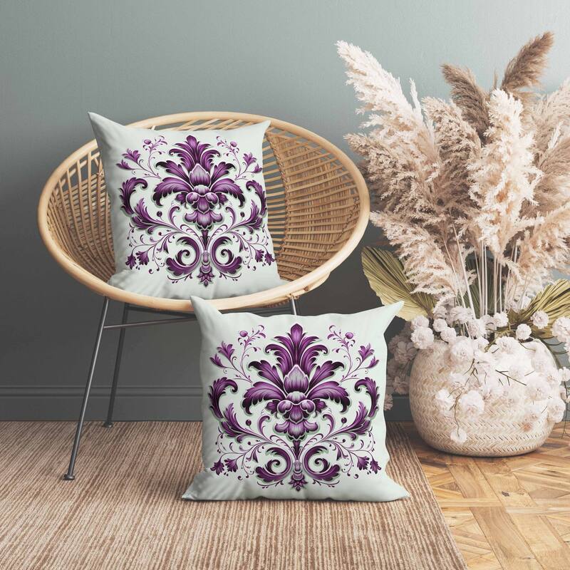 Vintage Veil Indoor/Outdoor Reversible Throw Pillow Green and Purple