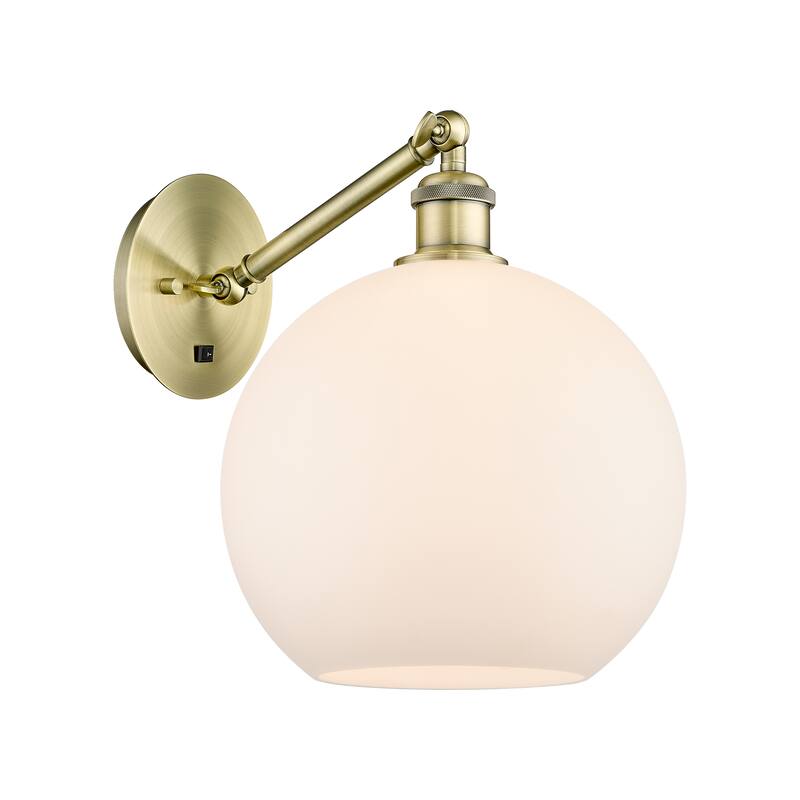 Innovations Lighting Endless Possibilities Ballston - Athens - 1 Light 10" Adjustable Sconce - Arm Adjusts Up and Down - Antique Brass/Matte White