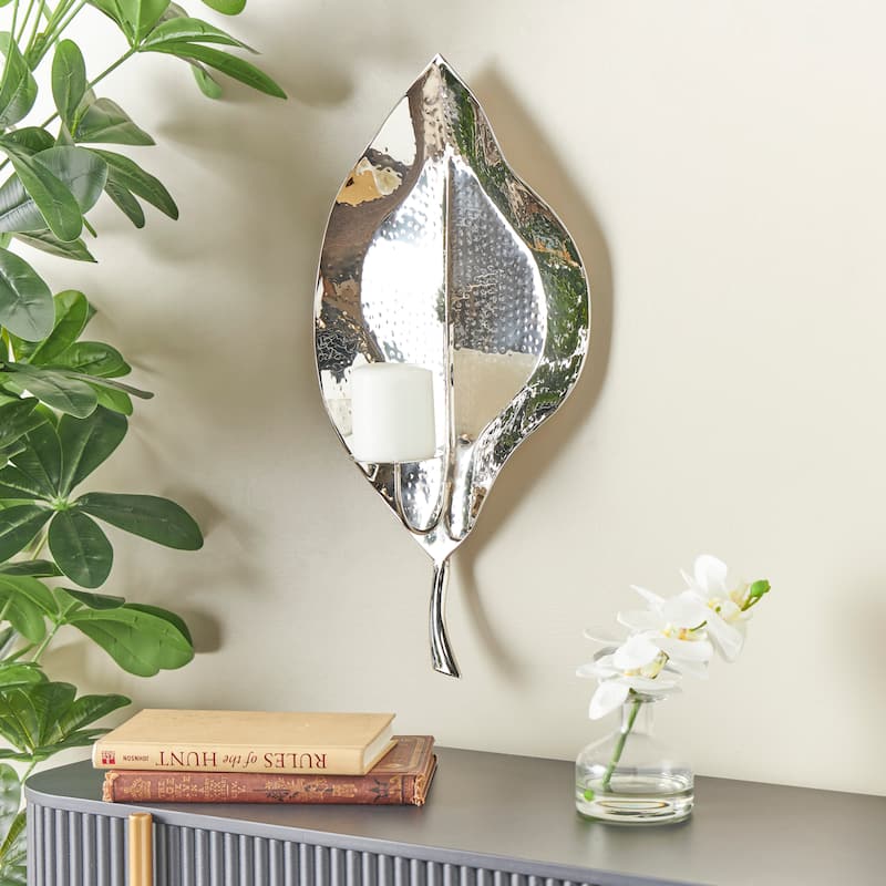 Silver Stainless Steel Metal Candle Wall Sconce