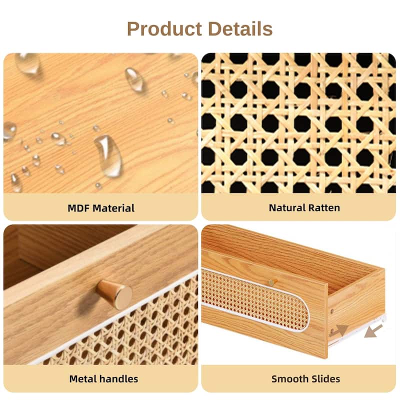 Moasis 5 Drawer Rattan Dresser