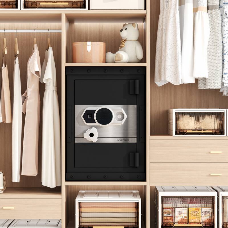 Roomfitters 24.4 Inch Biometric Security Safe with Fingerprint Lock and Hidden Compartment, Carbon Steel, Black - Black