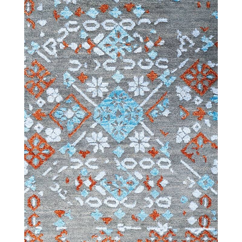 Ikat One-of-a-Kind Hand-Knotted Area Rug, Gray - 8' 1" x 10' 1"