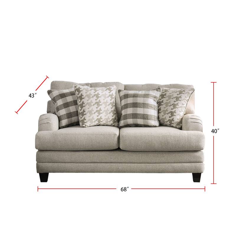 Linen-Like Fabric Love Seat in Light Gray