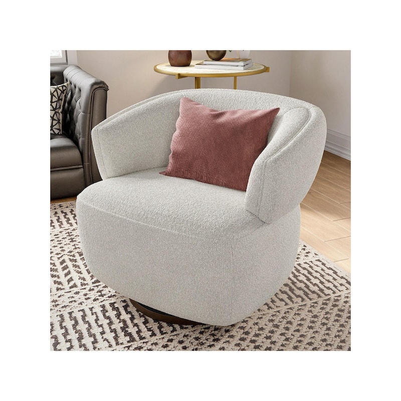 Fully Assembled Upholstered Swivel Barrel Chair