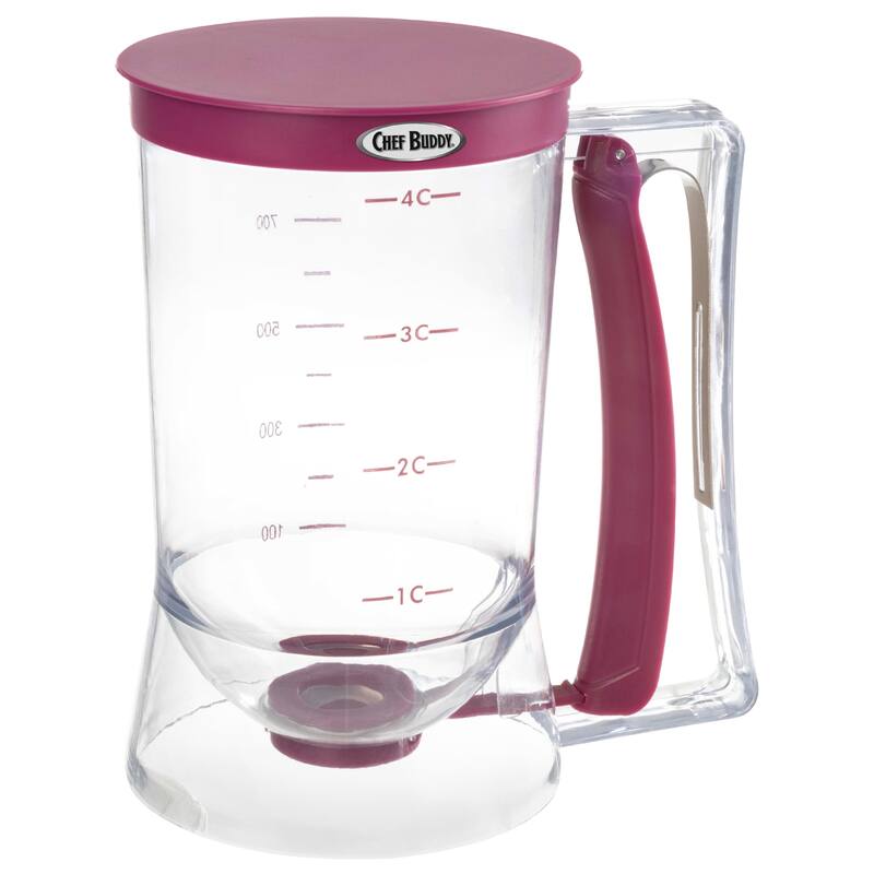 4-Cup Pancake Batter Dispenser with Squeeze Handle - Baking Tools by Chef Buddy (Purple) - Set of 1 - Purple
