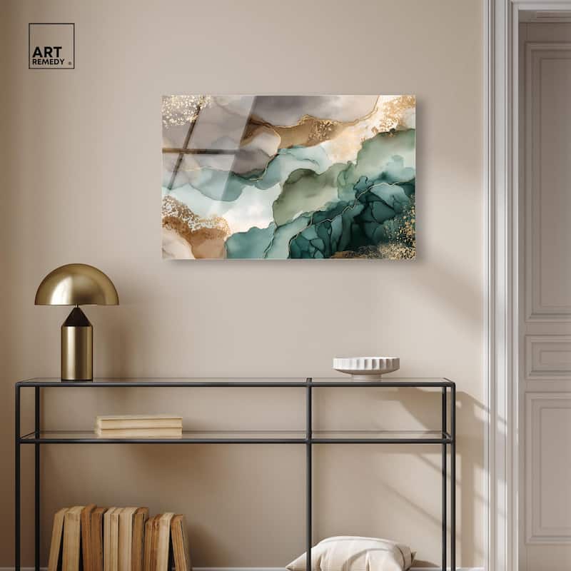 Golden Estuary I Acrylic by Art Remedy, Ready to Hang