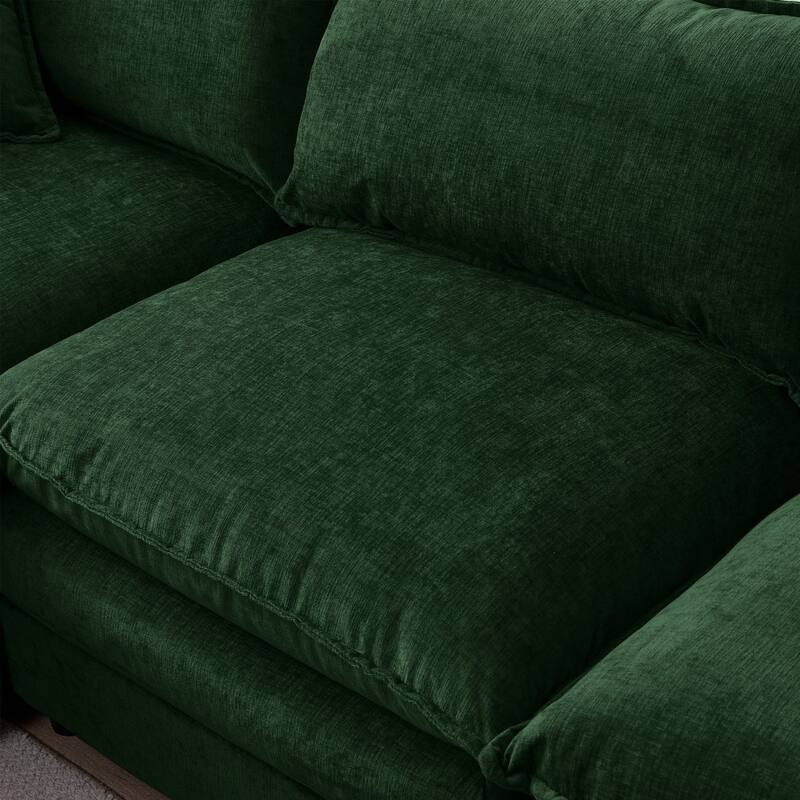 105" Modern L-Shaped Chenille Fabric Sectional Sofa with Ottoman