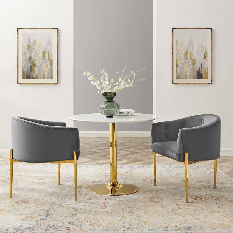 Savour Tufted Performance Velvet Accent Chairs - Set of 2 - Gray