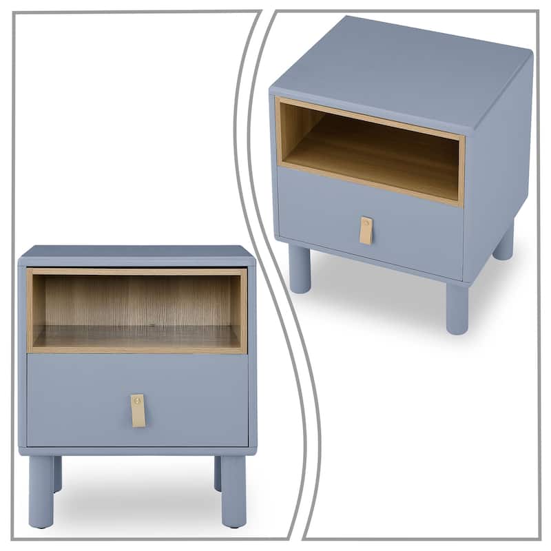 Modern Stylish Freestanding Nightstand with Leather Handle