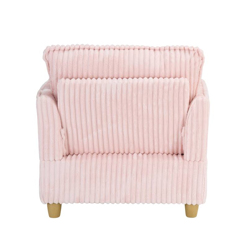 Single Sofa with Ottoman, Comfy Corduroy Upholstered Armchair, Lounge Chair with Throw Pillows for Living Room, Balcony