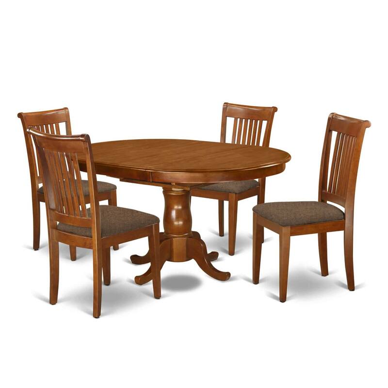 Classic 5-Piece Dining Set - Oval Table & 4 Kitchen Chairs - Comfort Room Furniture