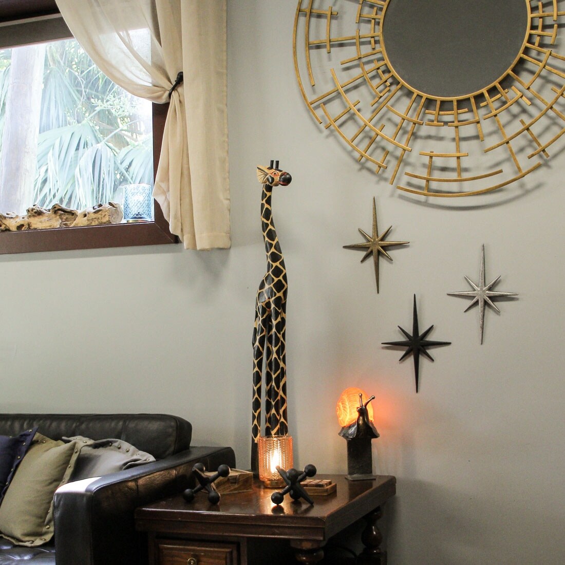 Zeckos 36 Inch High Carved Wood Giraffe Sculpture Safari Home