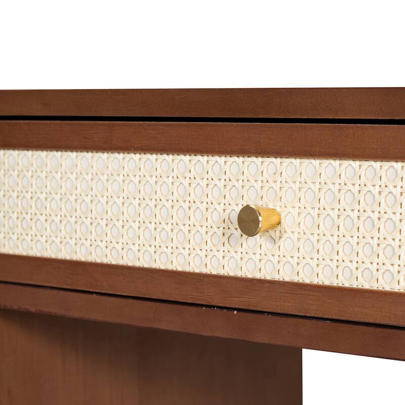 2-Piece Makeup Vanity Set with Upholstered Stool, Makeup Vanity Dressing Table with Power Outlet & USB Port (No Mirrors)